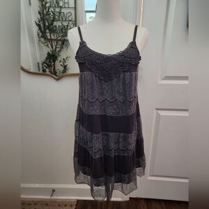 Y2K Xhilaration Lace Trim Dress in Dark Gray